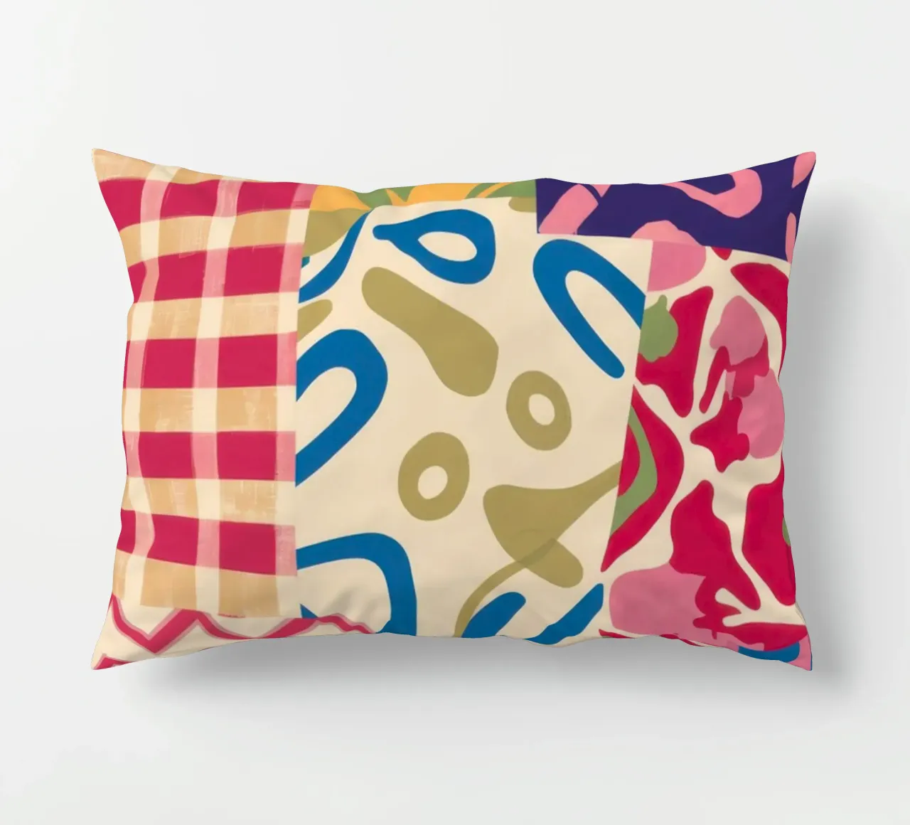 Patchwork Scribble Pattern decorative cushion by Obs Canvas