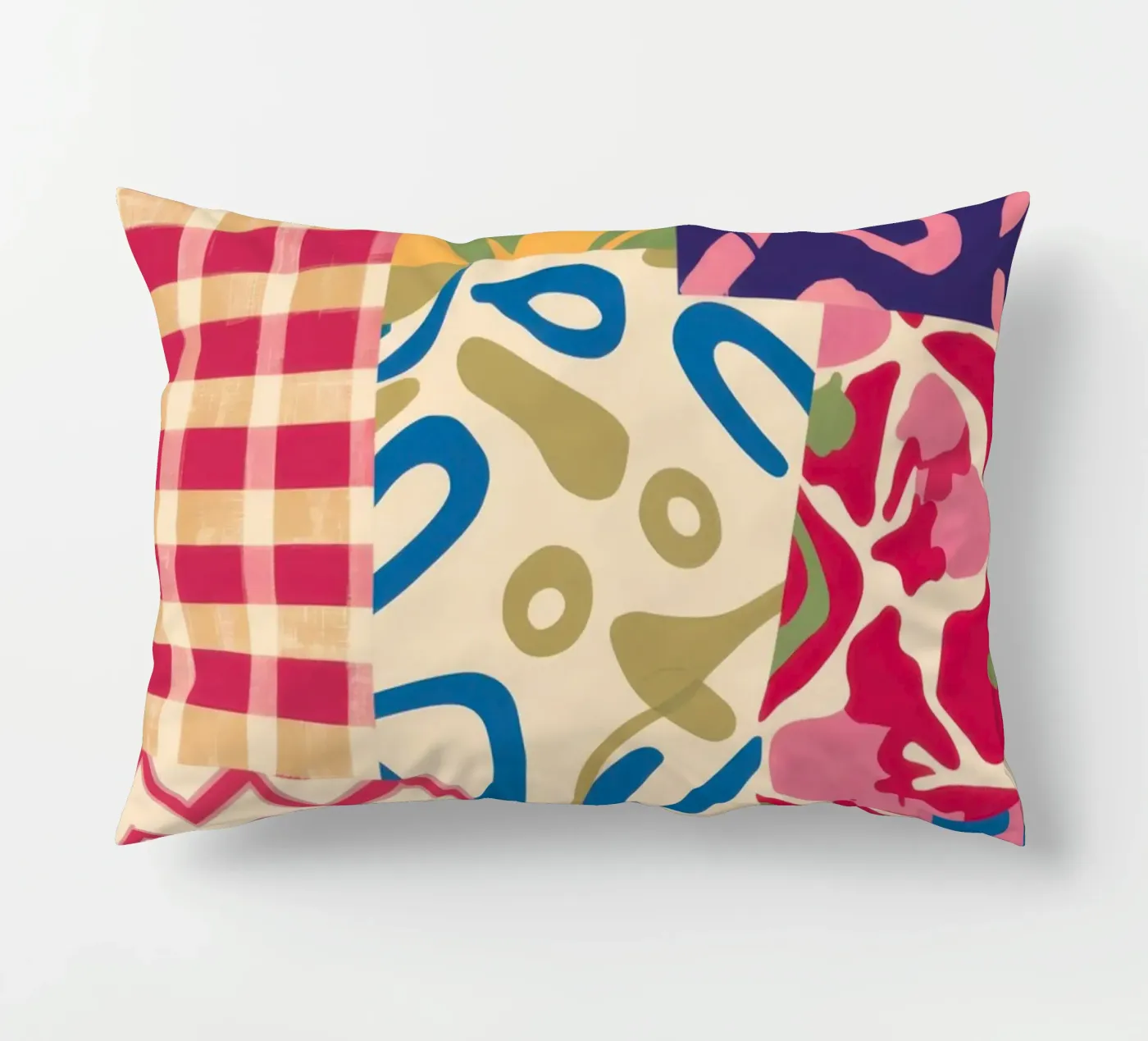 Patchwork Scribble Pattern Kissen von Obs Canvas