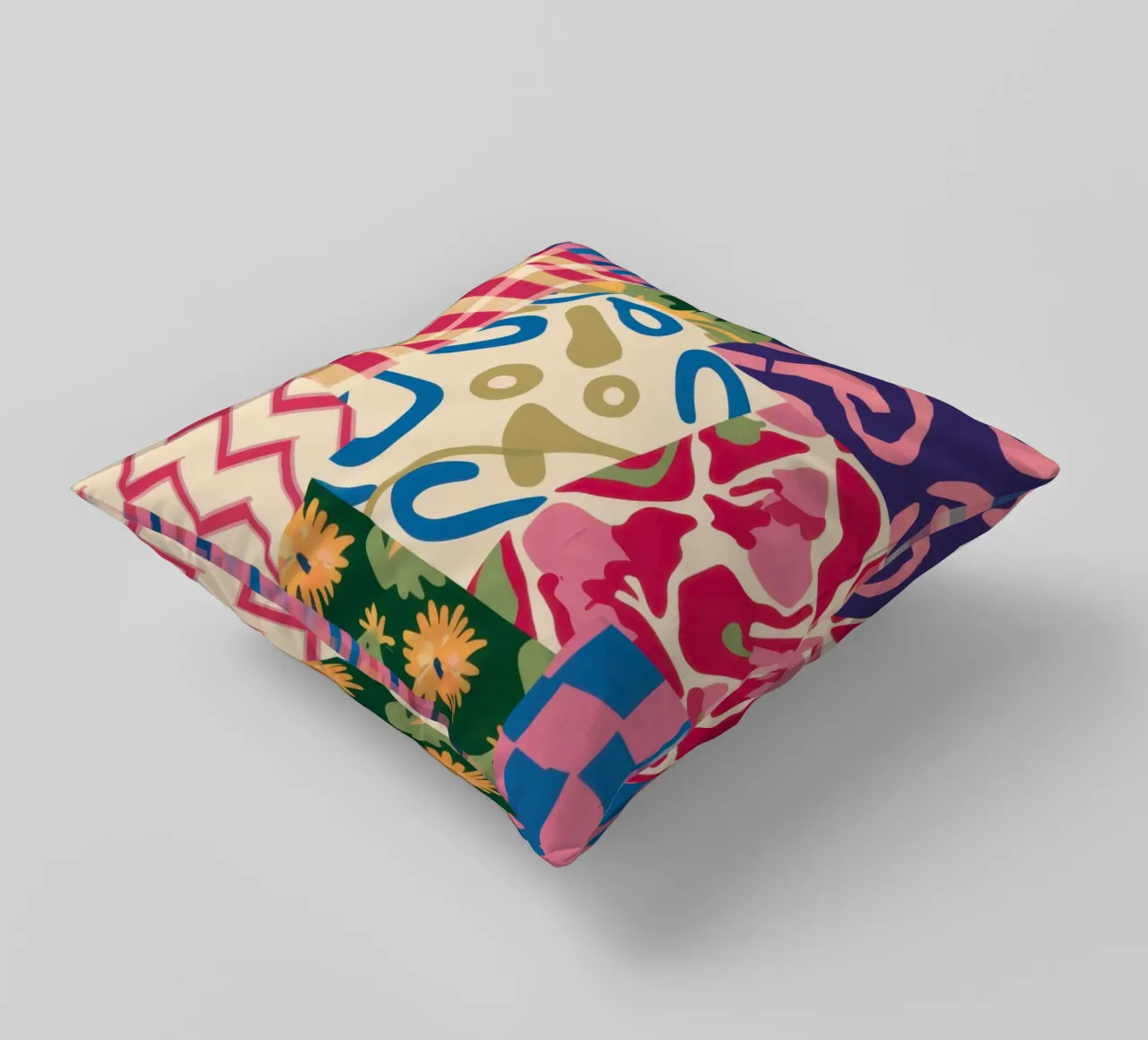 Patchwork Scribble Pattern decorative cushion by Obs Canvas