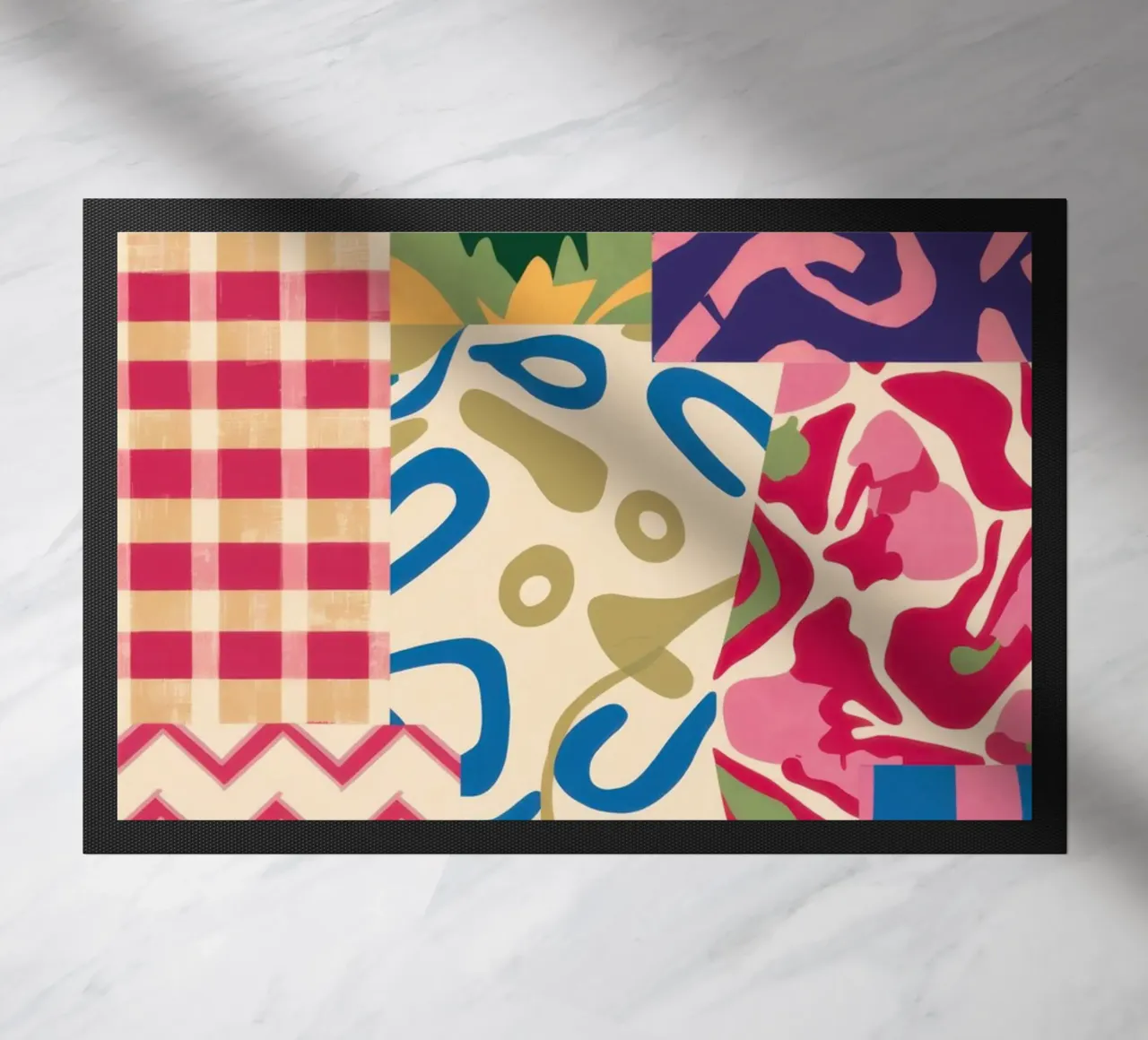 Patchwork Scribble Pattern doormat by Obs Canvas
