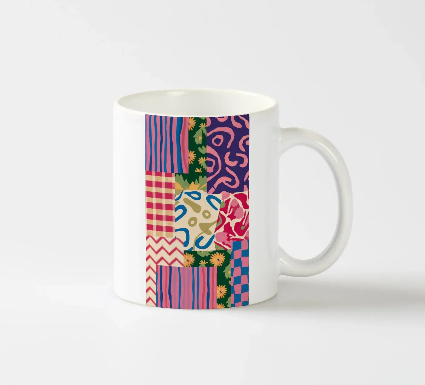 Patchwork Scribble Pattern ceramic mug by Obs Canvas