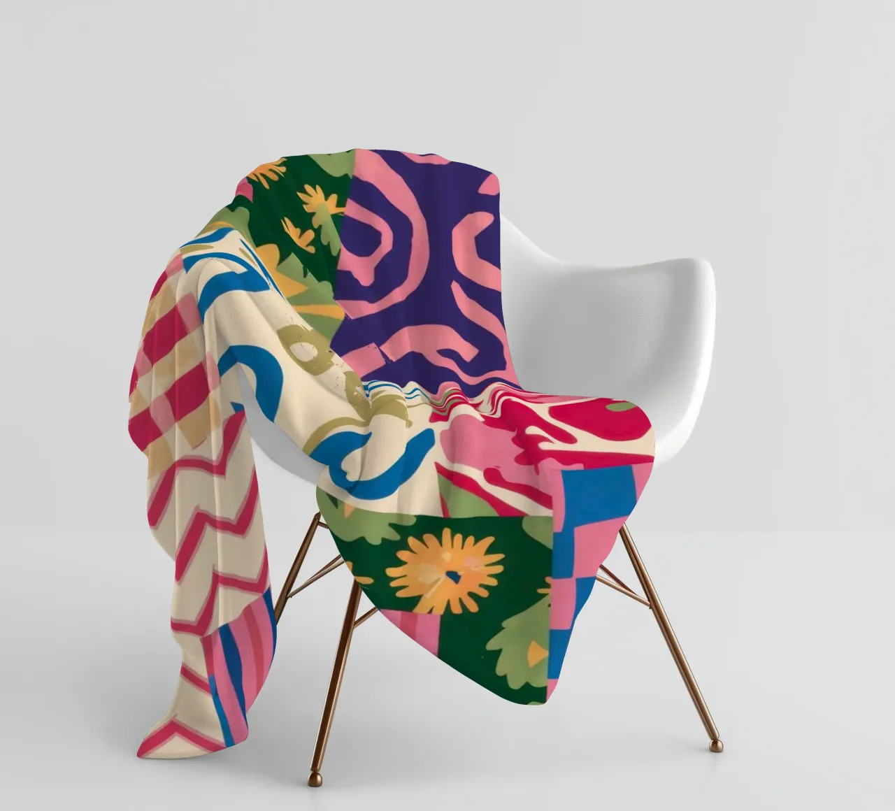 Patchwork Scribble Pattern fleece blanket by Obs Canvas