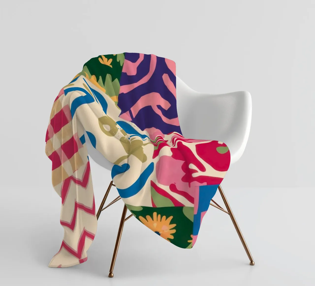 Patchwork Scribble Pattern fleece blanket by Obs Canvas