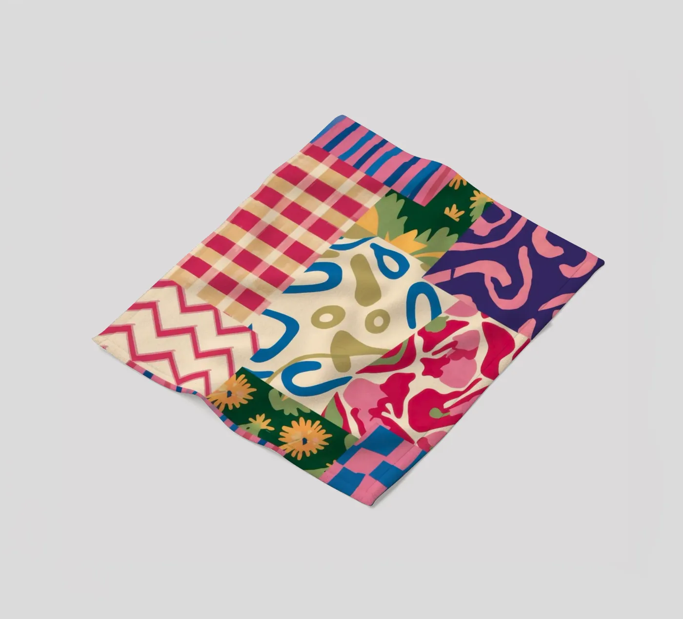 Patchwork Scribble Pattern Fleecedecke von Obs Canvas