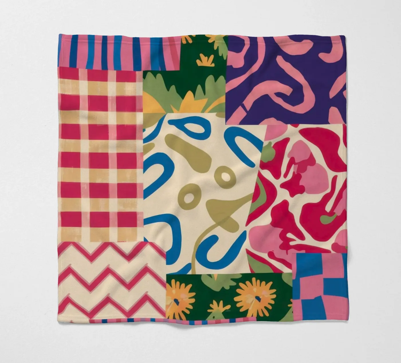 Patchwork Scribble Pattern Fleecedecke von Obs Canvas