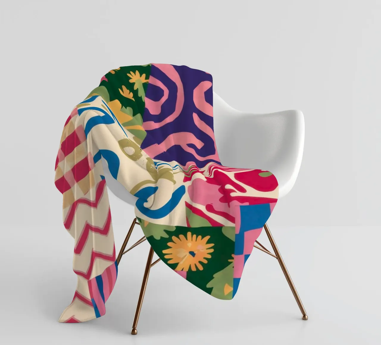 Patchwork Scribble Pattern fleece blanket by Obs Canvas