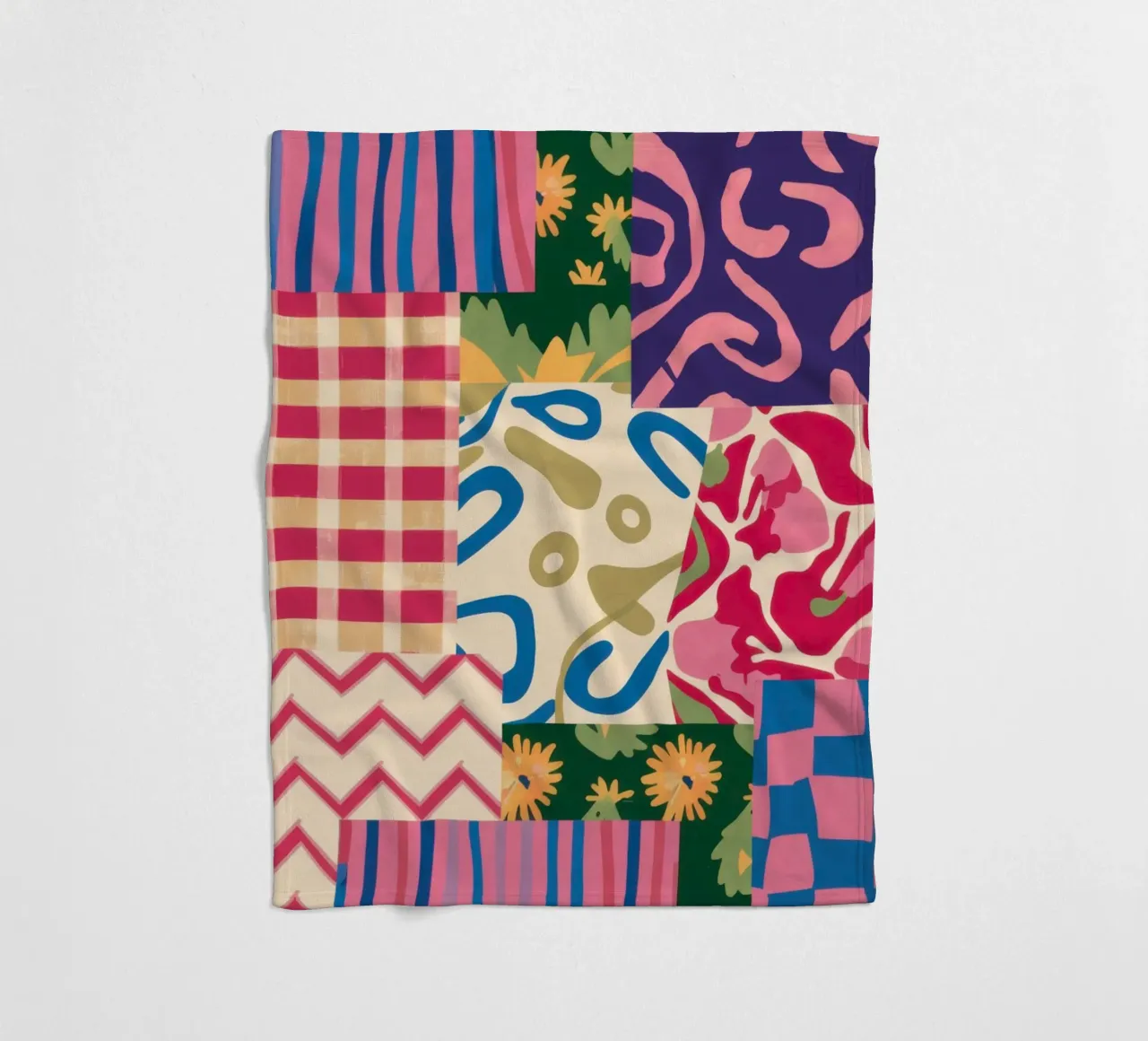 Patchwork Scribble Pattern fleece blanket by Obs Canvas