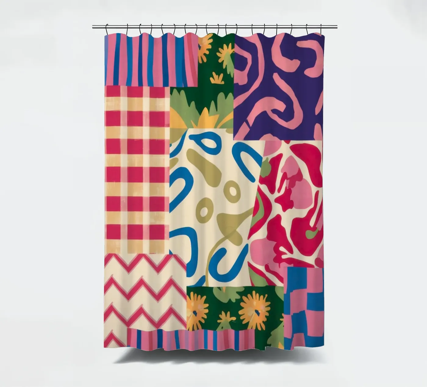 Patchwork Scribble Pattern shower curtain by Obs Canvas