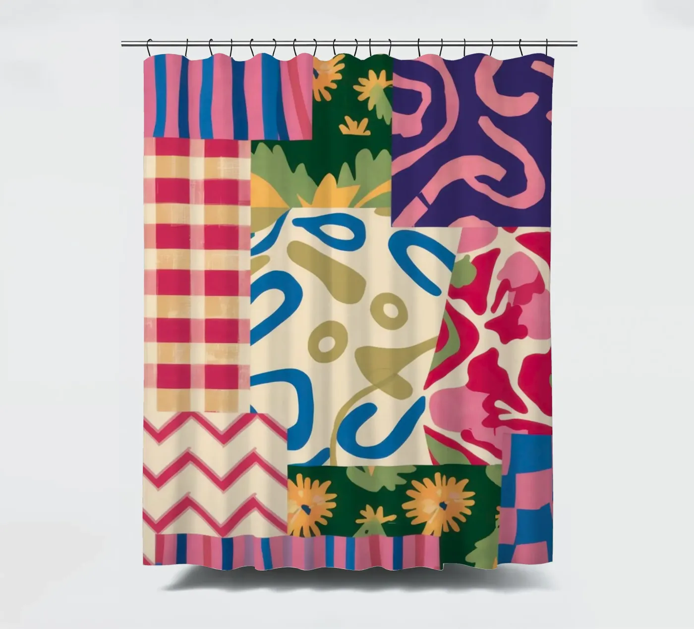 Patchwork Scribble Pattern shower curtain by Obs Canvas