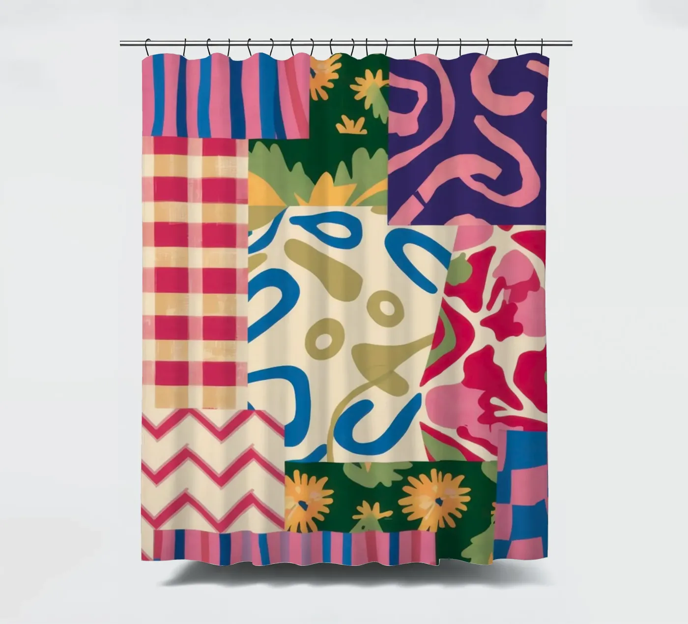 Patchwork Scribble Pattern Duschvorhang von Obs Canvas
