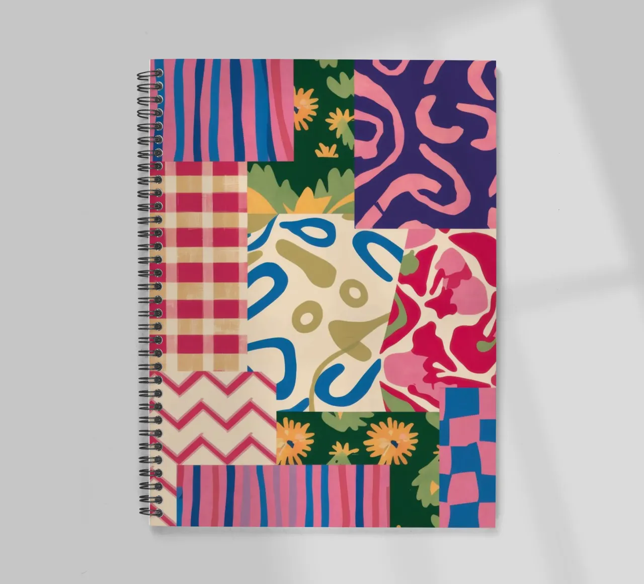 Patchwork Scribble Pattern spiral notebook by Obs Canvas