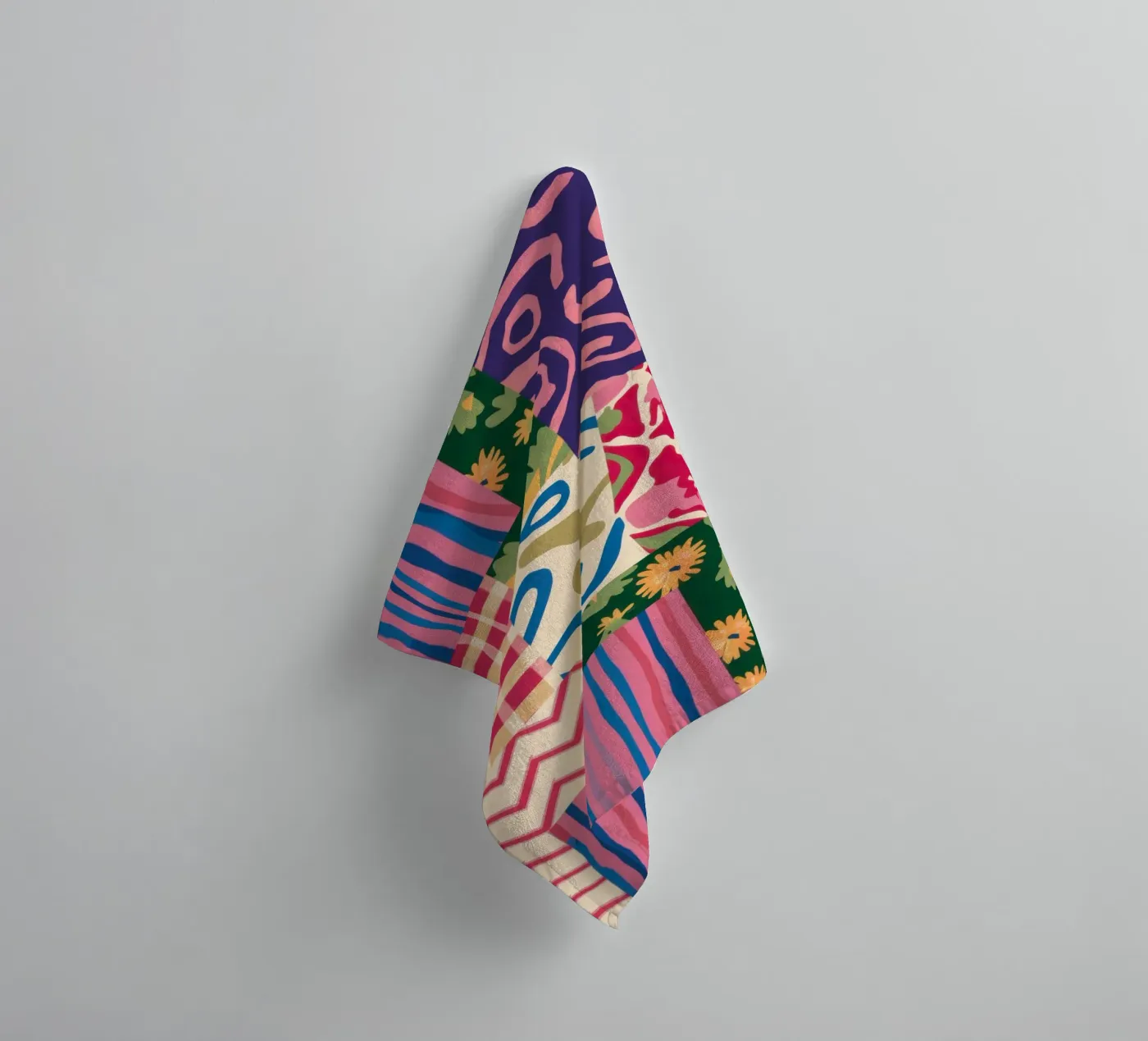 Patchwork Scribble Pattern Handtuch von Obs Canvas