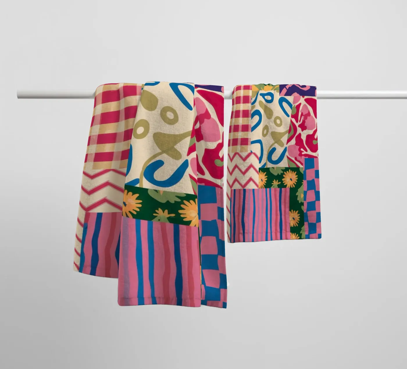 Modello patchwork a scarabocchi asciugamano da bagno da Obs Canvas