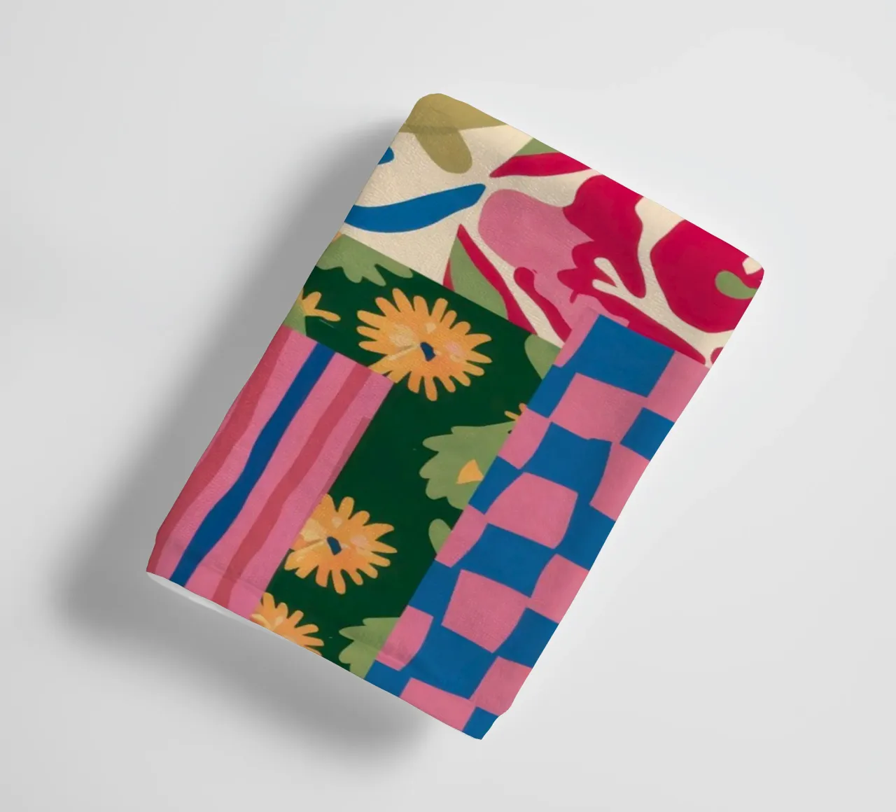 Patchwork krabbelpatroon badhanddoek van Obs Canvas
