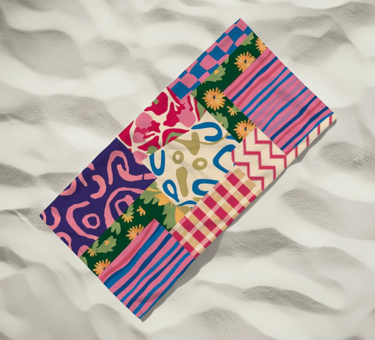 Patchwork Scribble Pattern beach towel by Obs Canvas