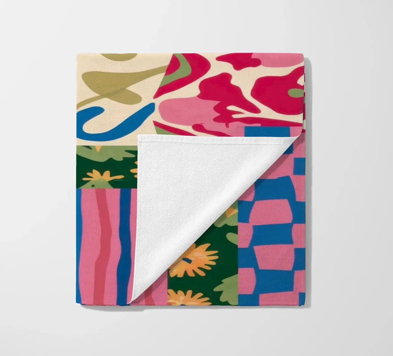 Patchwork krabbelpatroon strandhanddoek van Obs Canvas