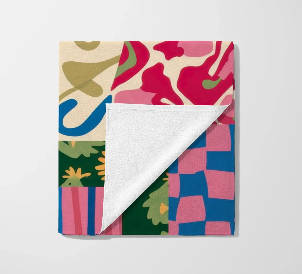 Patchwork krabbelpatroon strandhanddoek van Obs Canvas