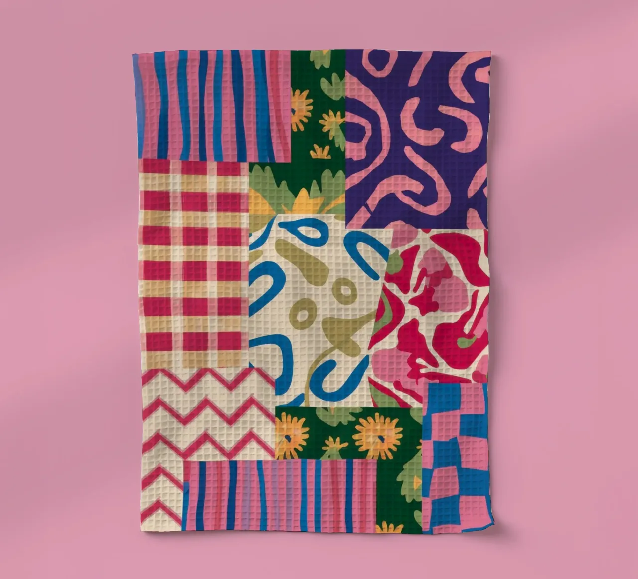 Patchwork Scribble Pattern tea towel by Obs Canvas