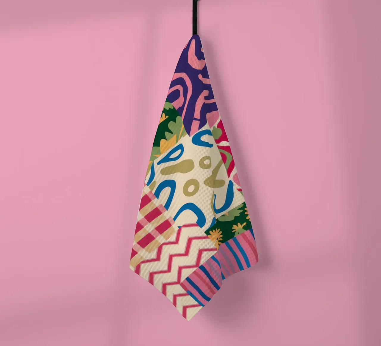 Patchwork Scribble Pattern tea towel by Obs Canvas