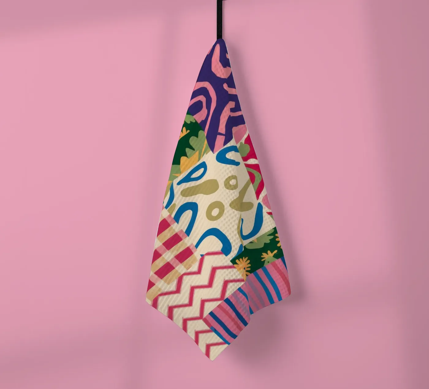 Patchwork Scribble Pattern tea towel by Obs Canvas