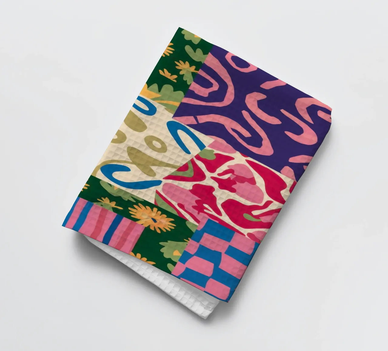 Patchwork Scribble Pattern tea towel by Obs Canvas