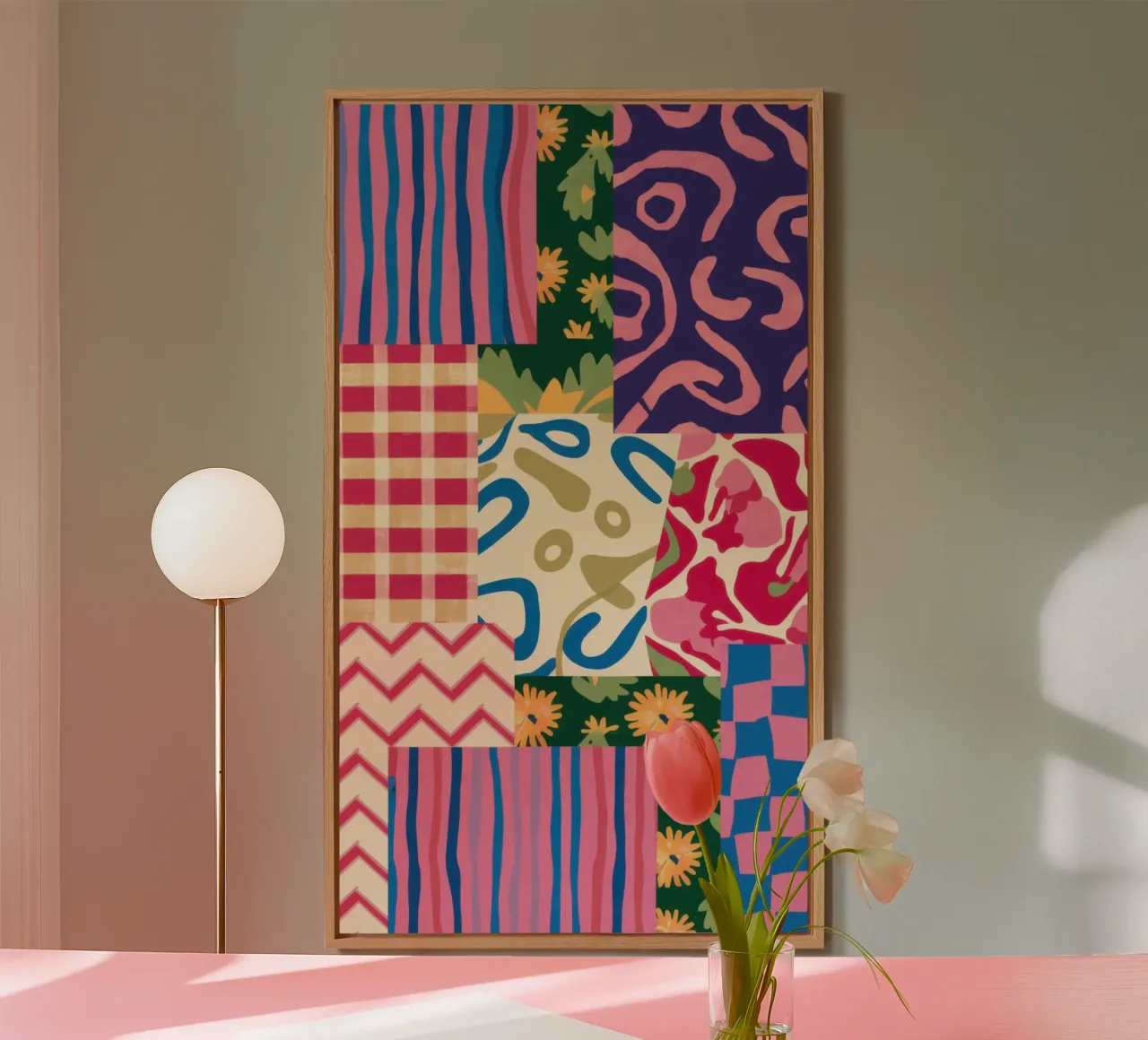 Patchwork Scribble Pattern alu-dibond by Obs Canvas