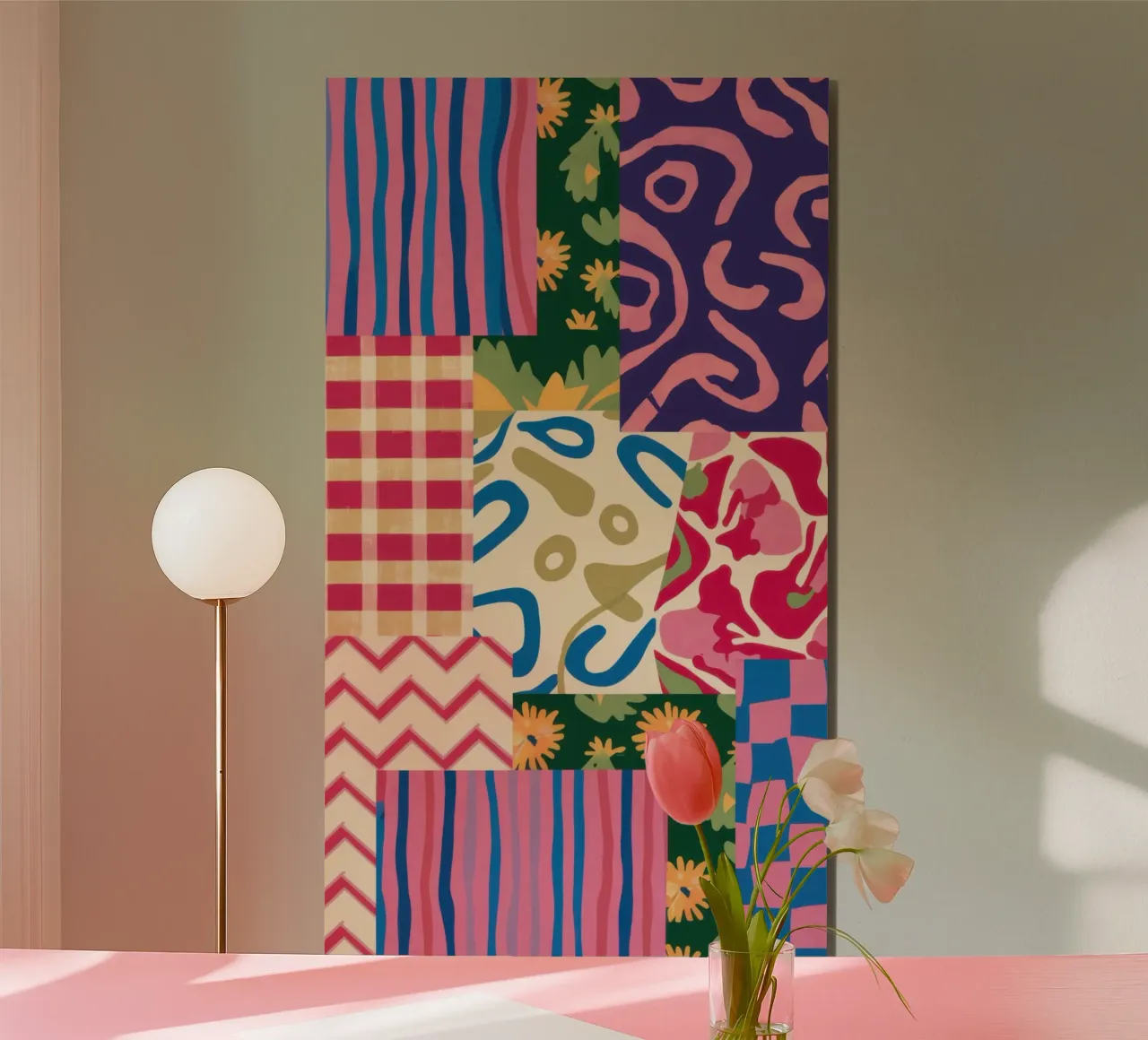 Patchwork Scribble Pattern alu-dibond by Obs Canvas