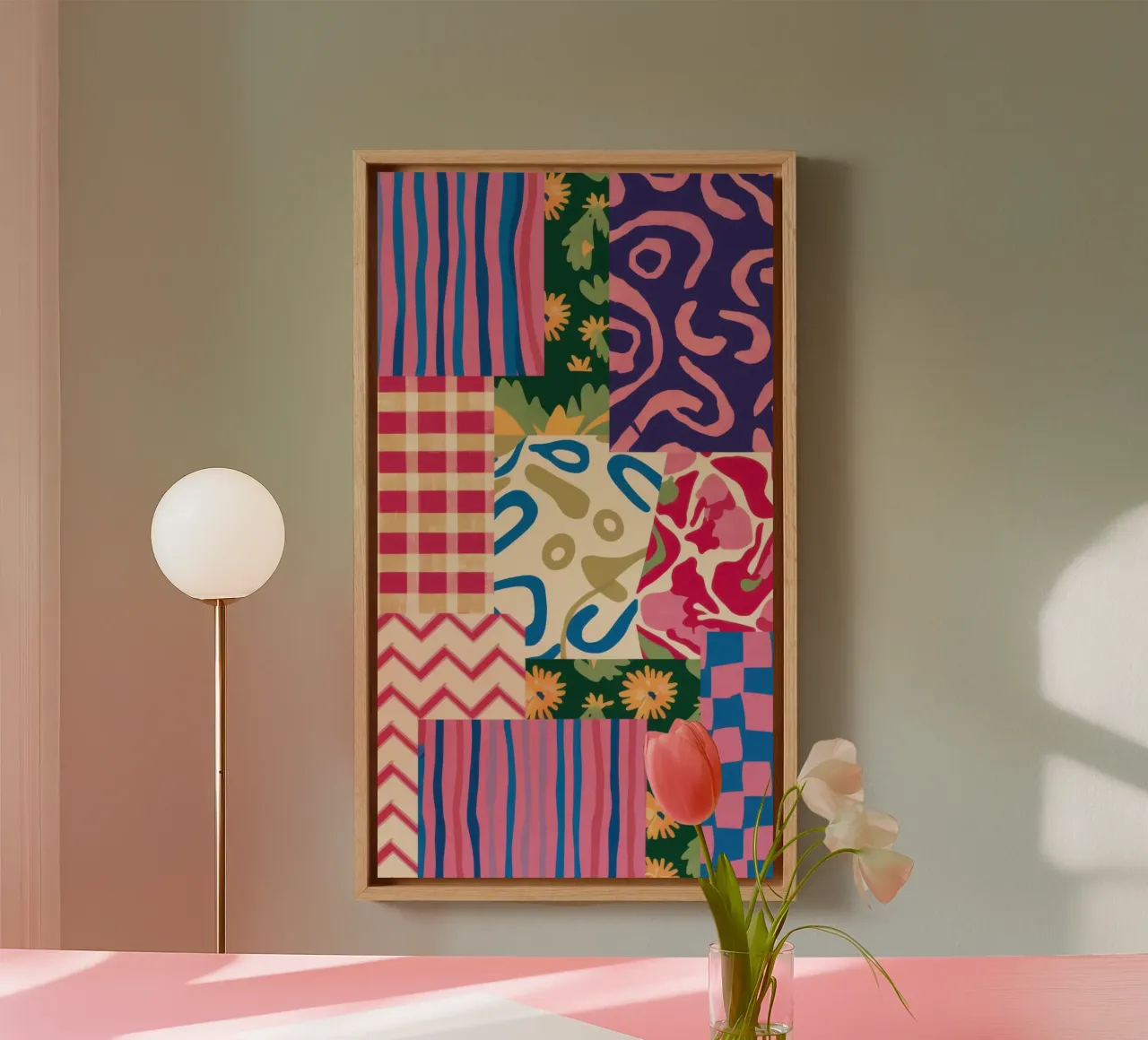 Patchwork krabbelpatroon canvas van Obs Canvas