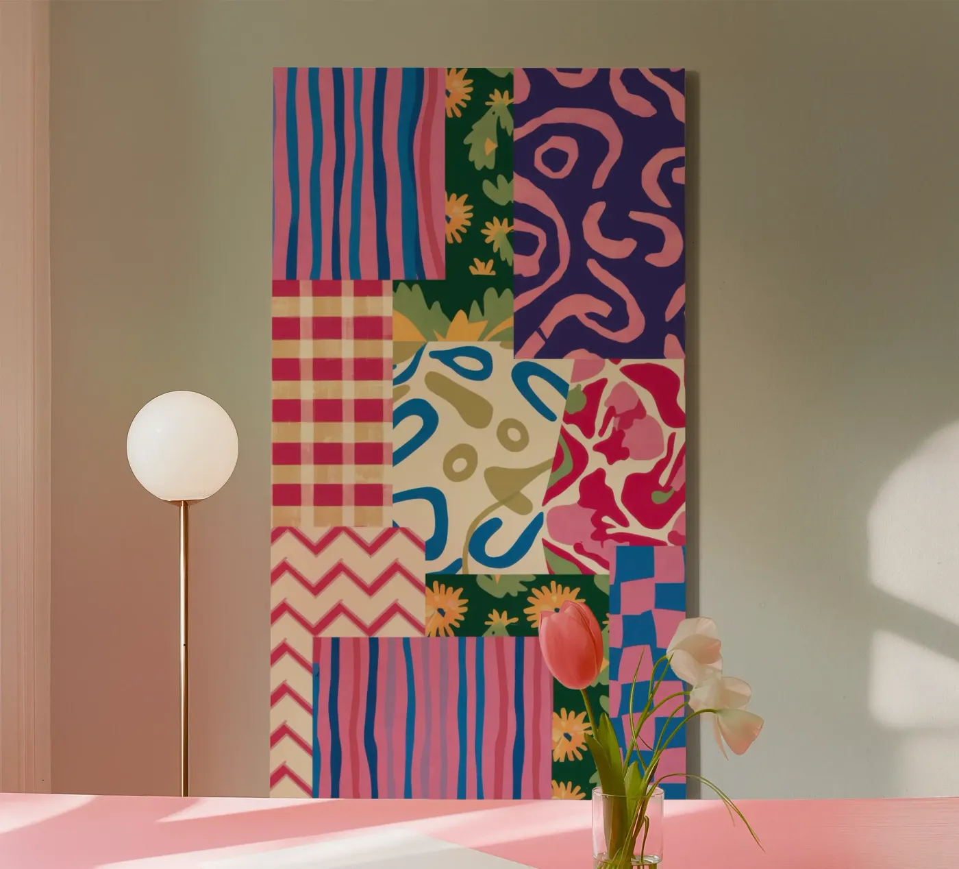 Patchwork à motifs de gribouillis toile de Obs Canvas