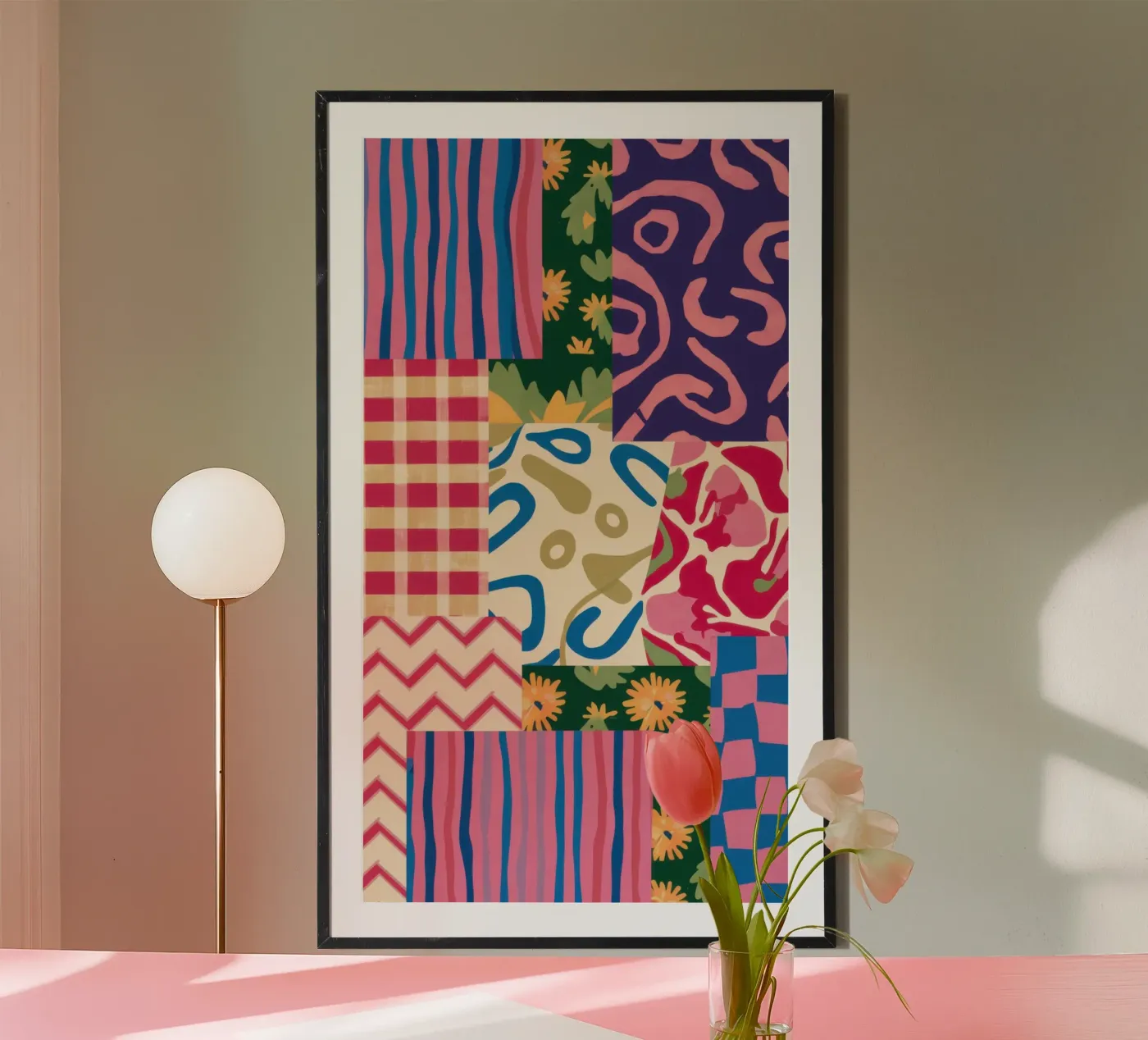 Patchwork Scribble Pattern poster da Obs Canvas
