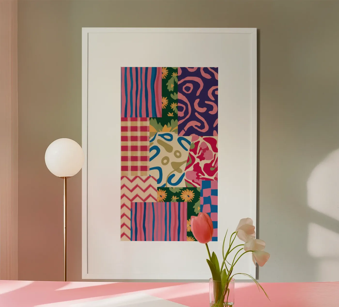 Patchwork Scribble Pattern Poster von Obs Canvas