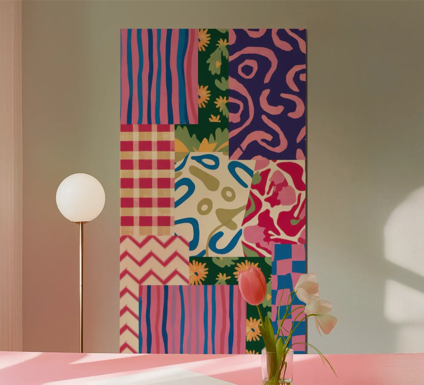 Patchwork Scribble Pattern poster de Obs Canvas