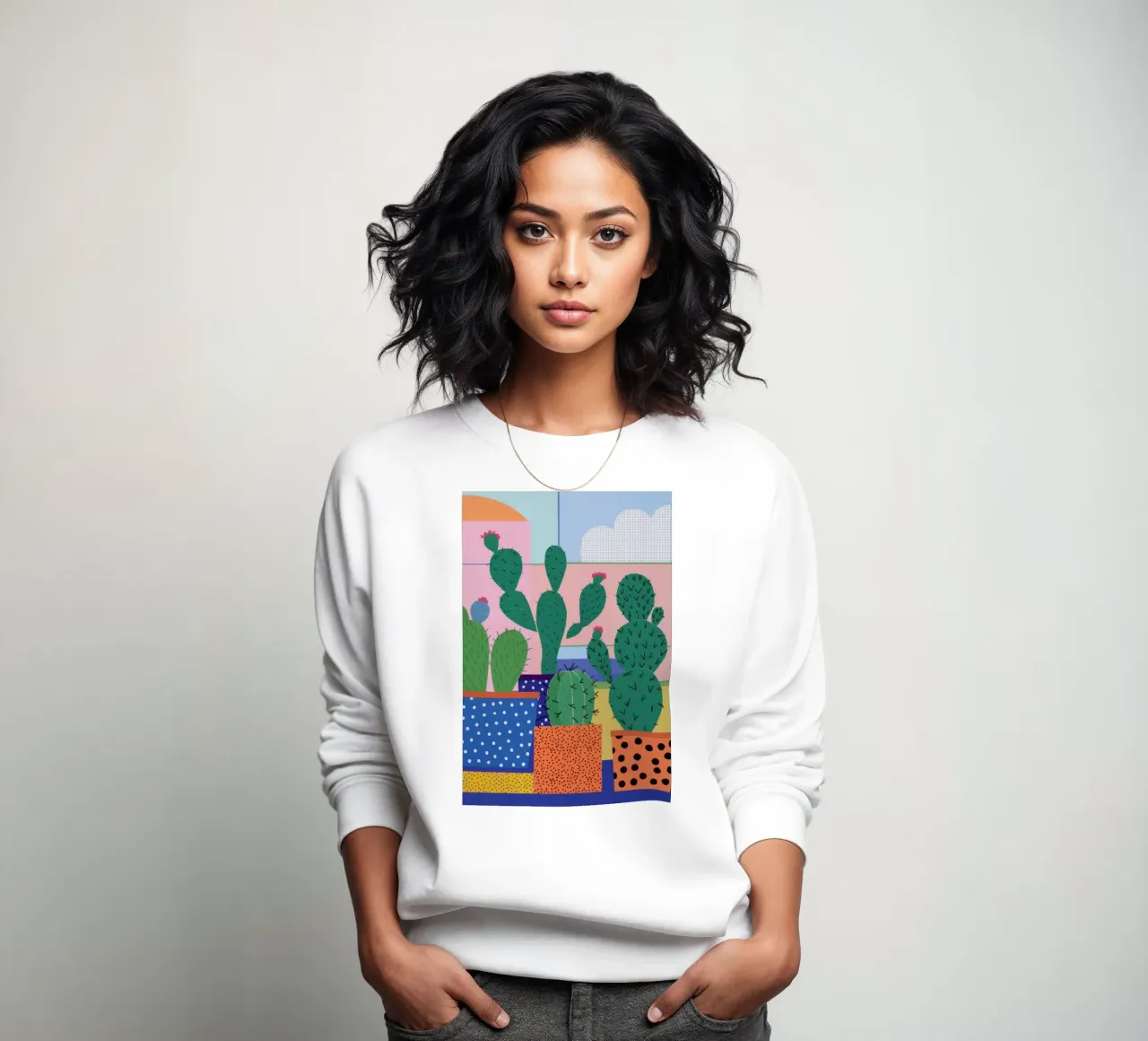 Ventana de cactus de colores sudadera de Thistle Bloom