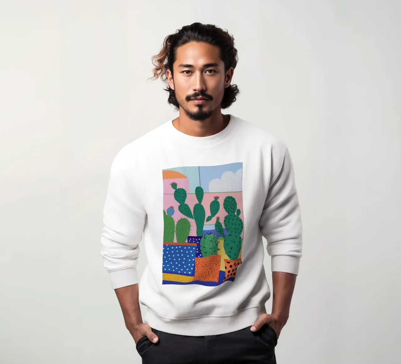 Ventana de cactus de colores sudadera de Thistle Bloom