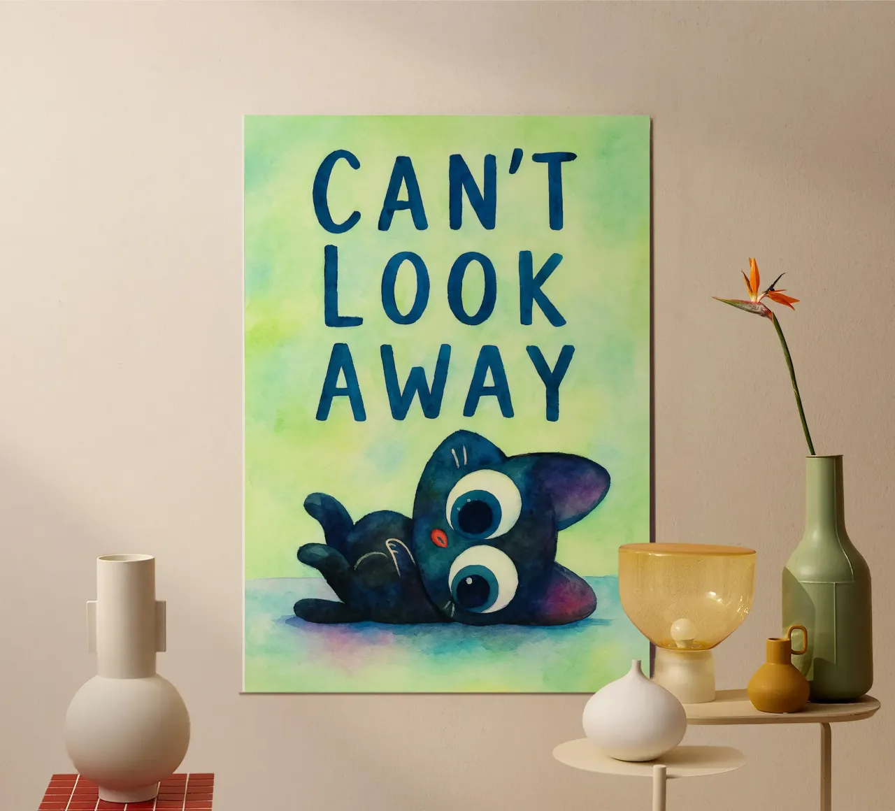 disegno artistico del gatto cant look away poster da pasadenan