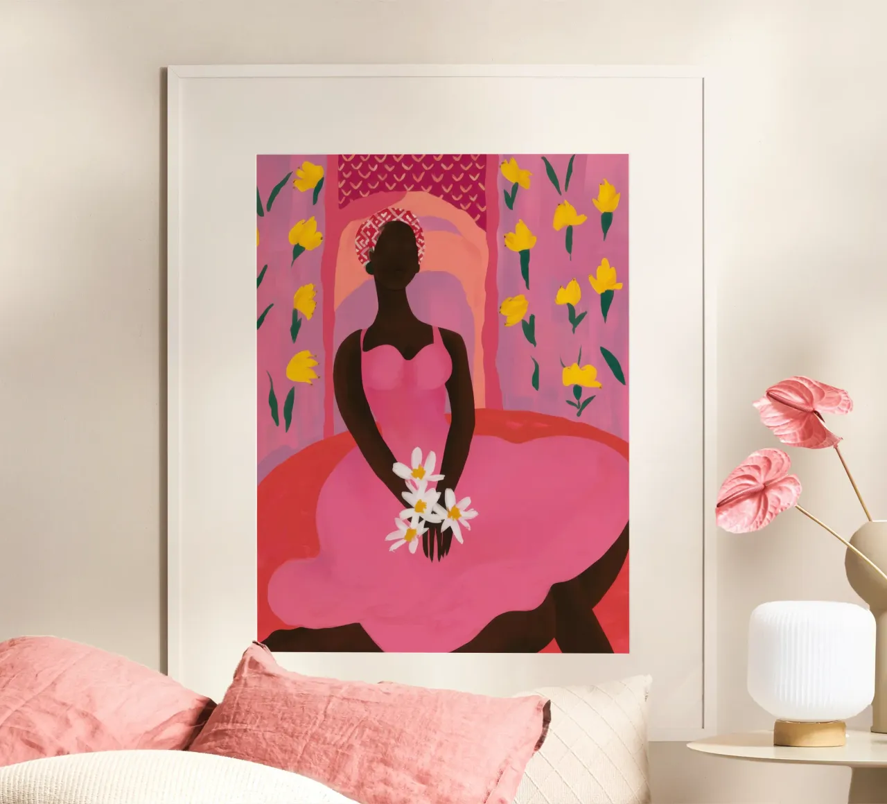 Musa rosa aggraziata poster da Obs Canvas