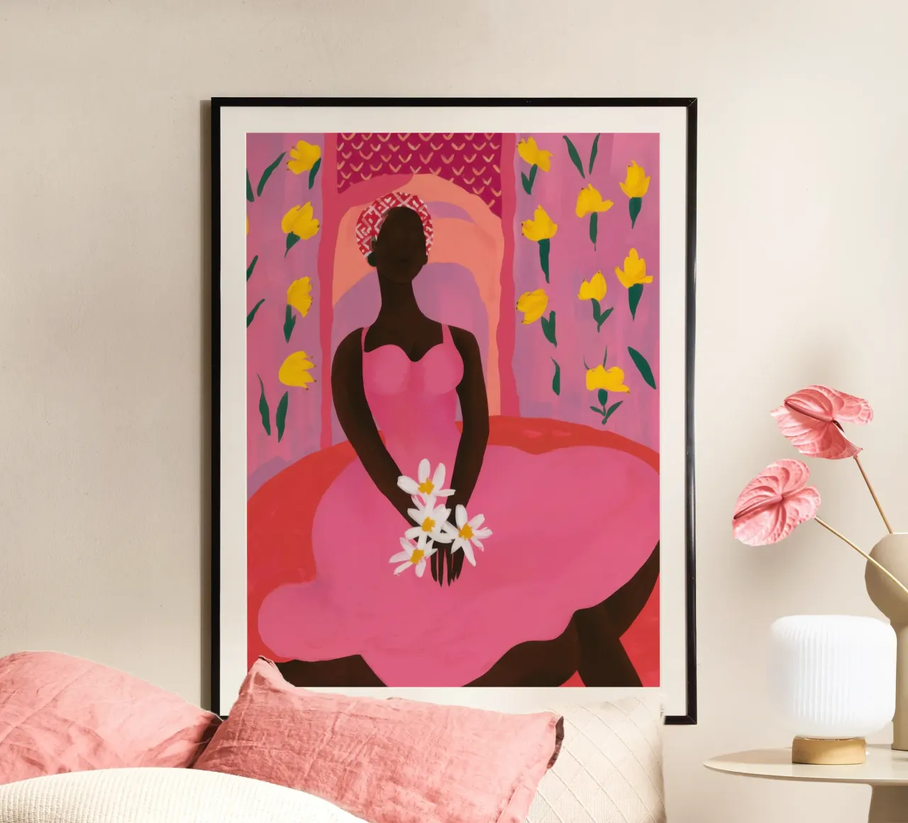 Musa rosa aggraziata poster da Obs Canvas
