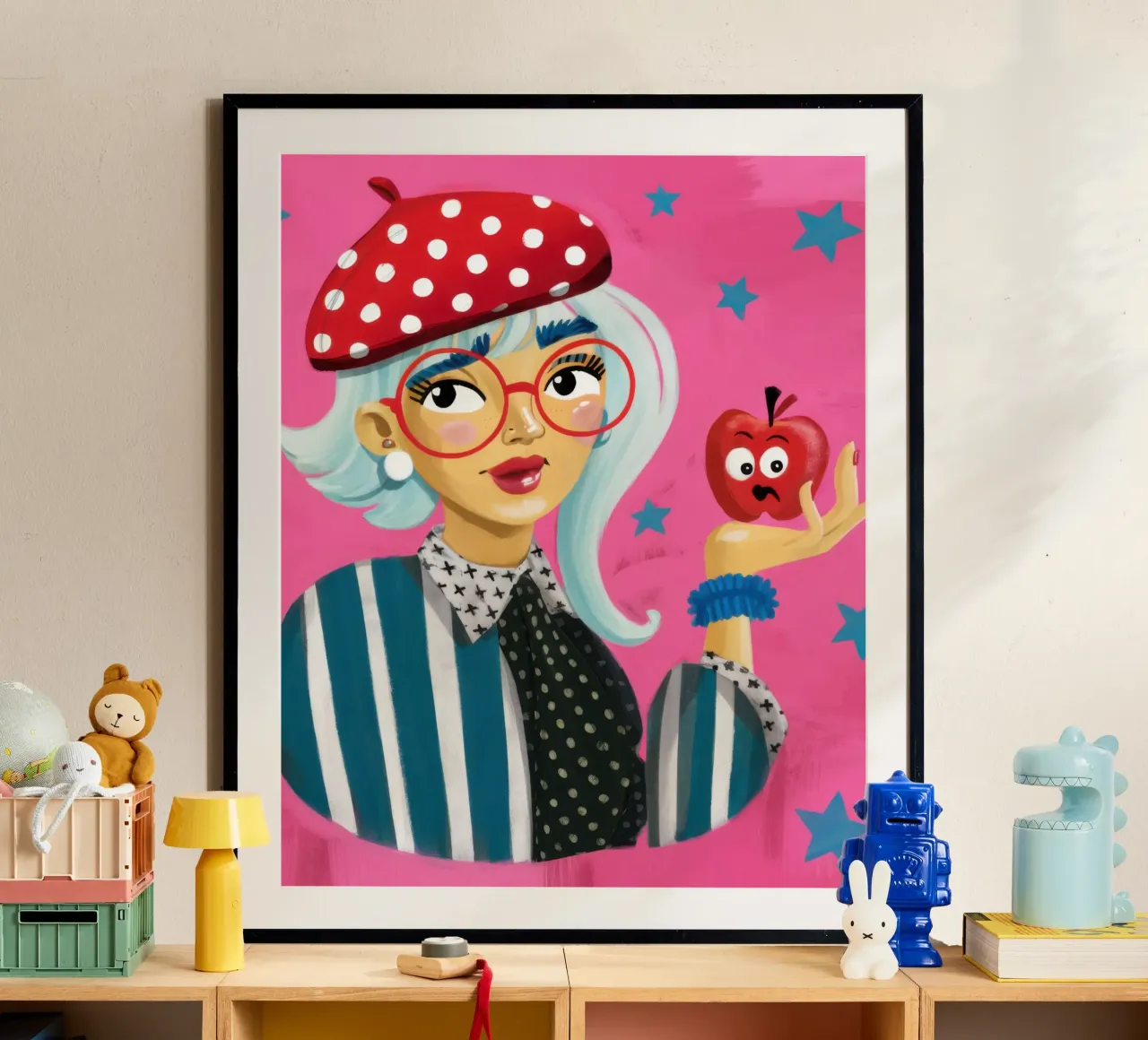 La stravagante signora delle mele poster con telaio in legno da Selene Shade