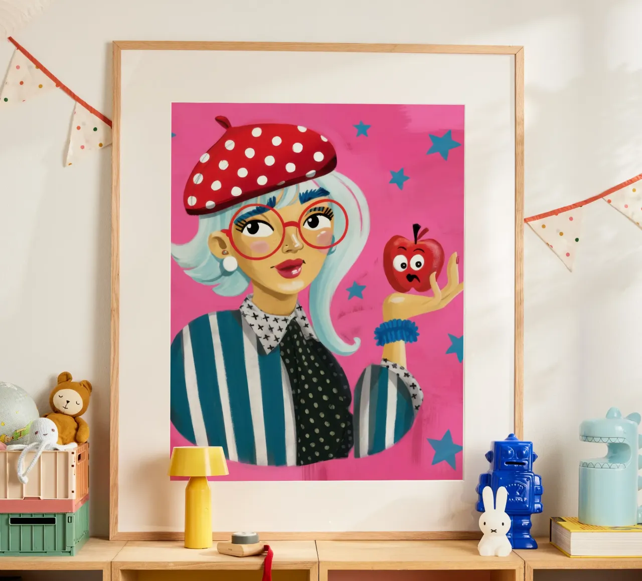 La stravagante signora delle mele poster con telaio in legno da Selene Shade