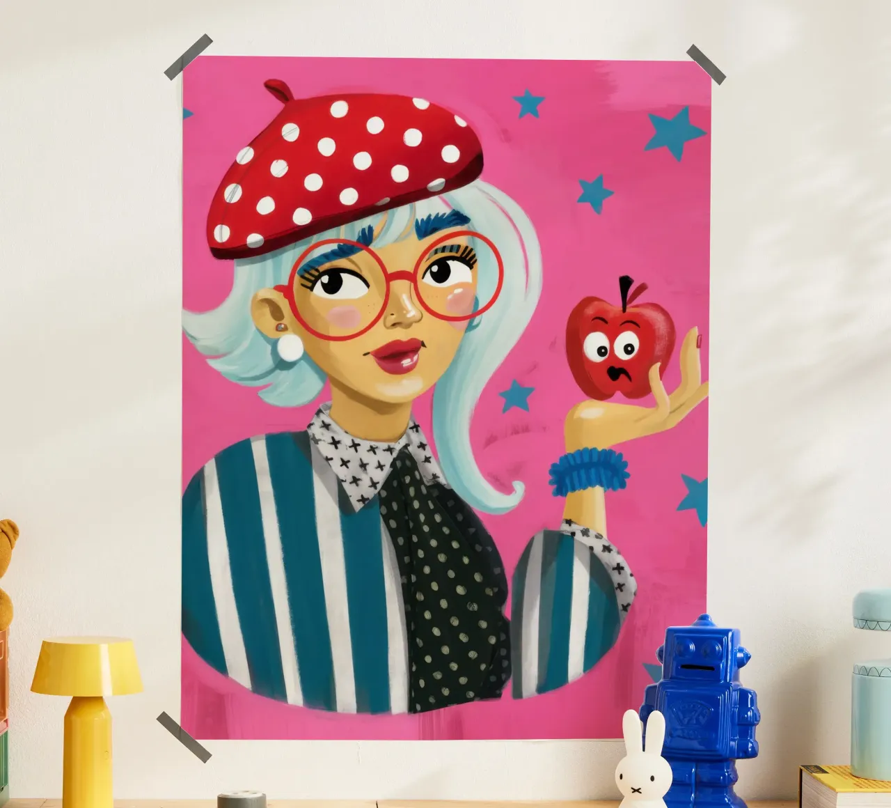 La stravagante signora delle mele poster con telaio in legno da Selene Shade