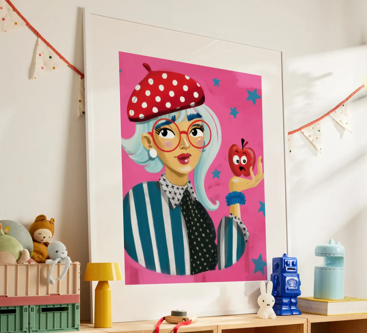 La stravagante signora delle mele poster con telaio in legno da Selene Shade