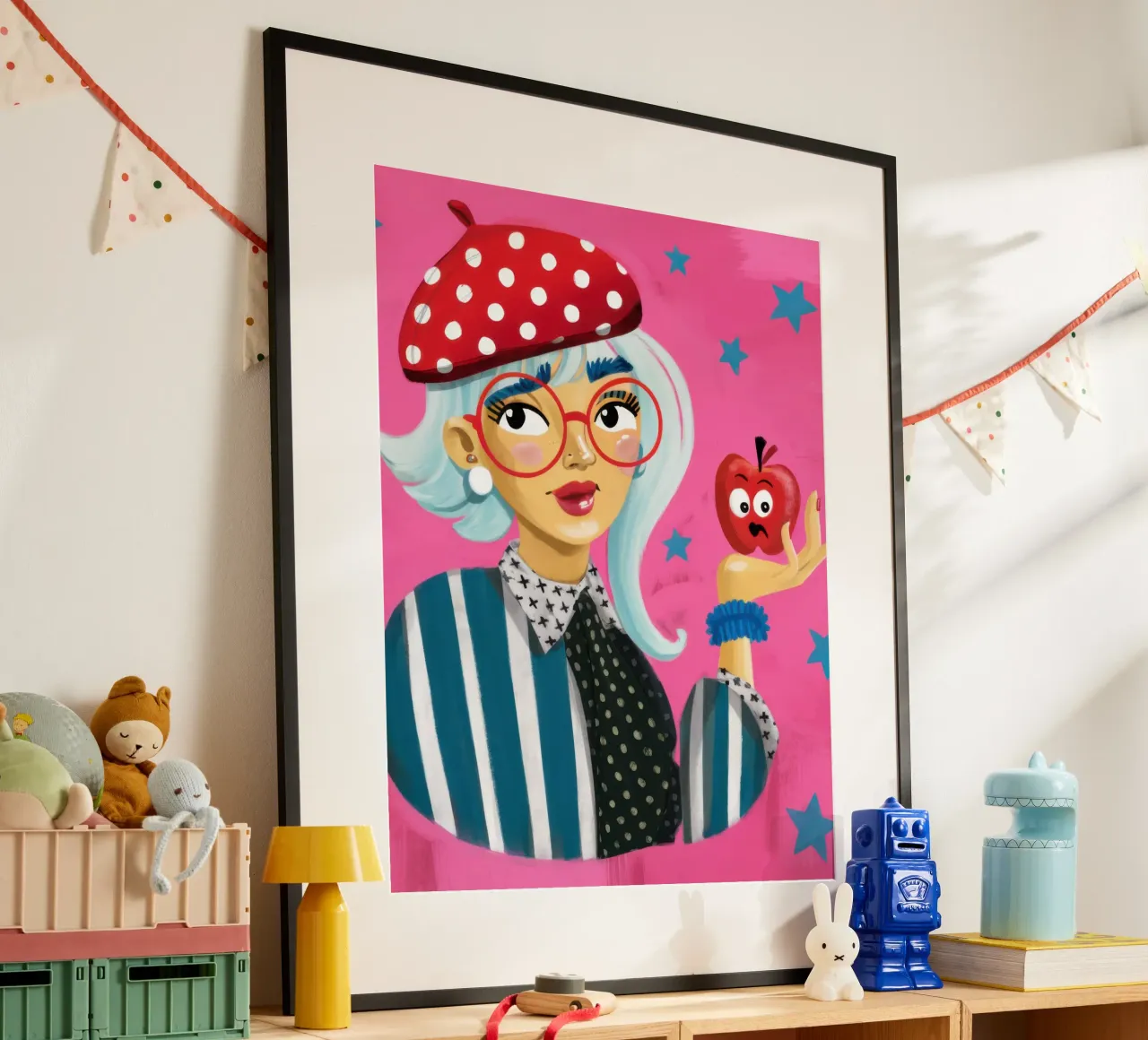 La stravagante signora delle mele poster con telaio in legno da Selene Shade