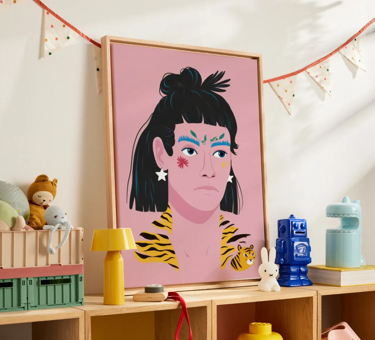 Tijgerstreep felheid canvas met Baklijst van Irish Strokes