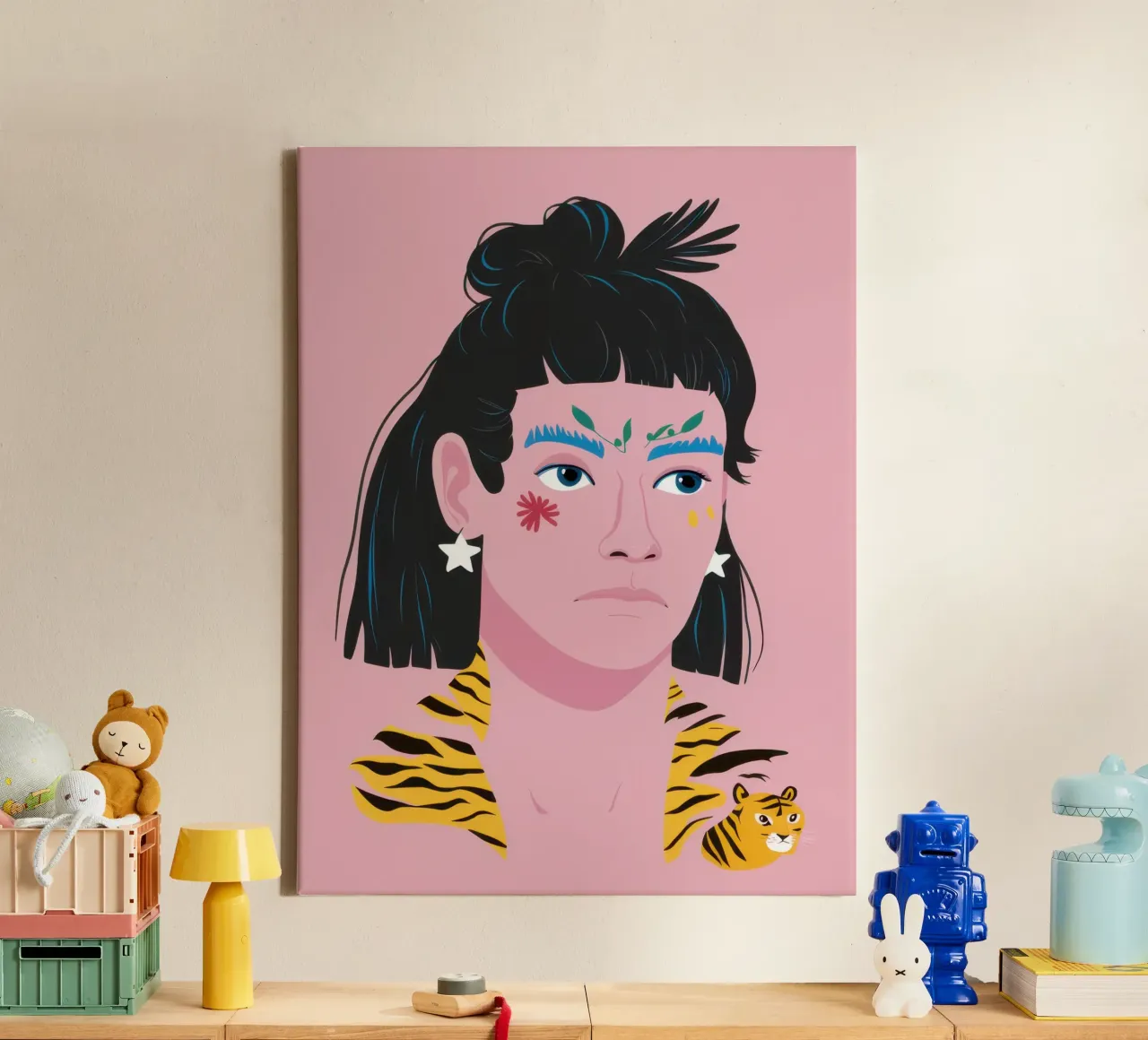 Tijgerstreep felheid canvas met Baklijst van Irish Strokes