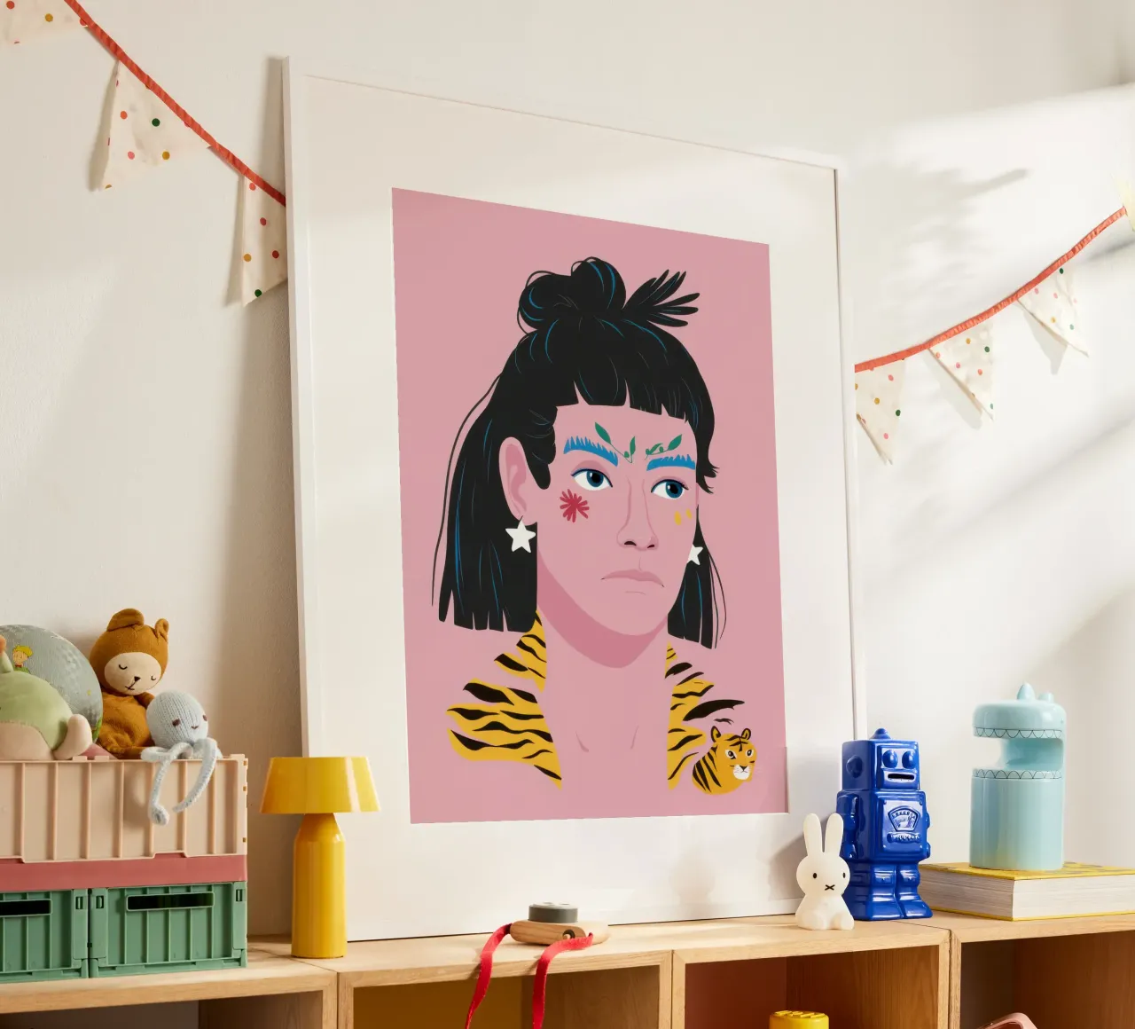 Fierezza a strisce di tigre poster con telaio in alluminio da Irish Strokes