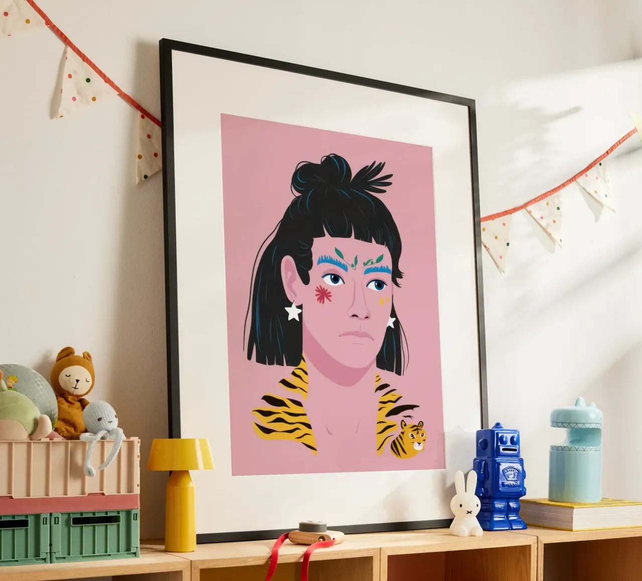 Fierezza a strisce di tigre poster con telaio in alluminio da Irish Strokes