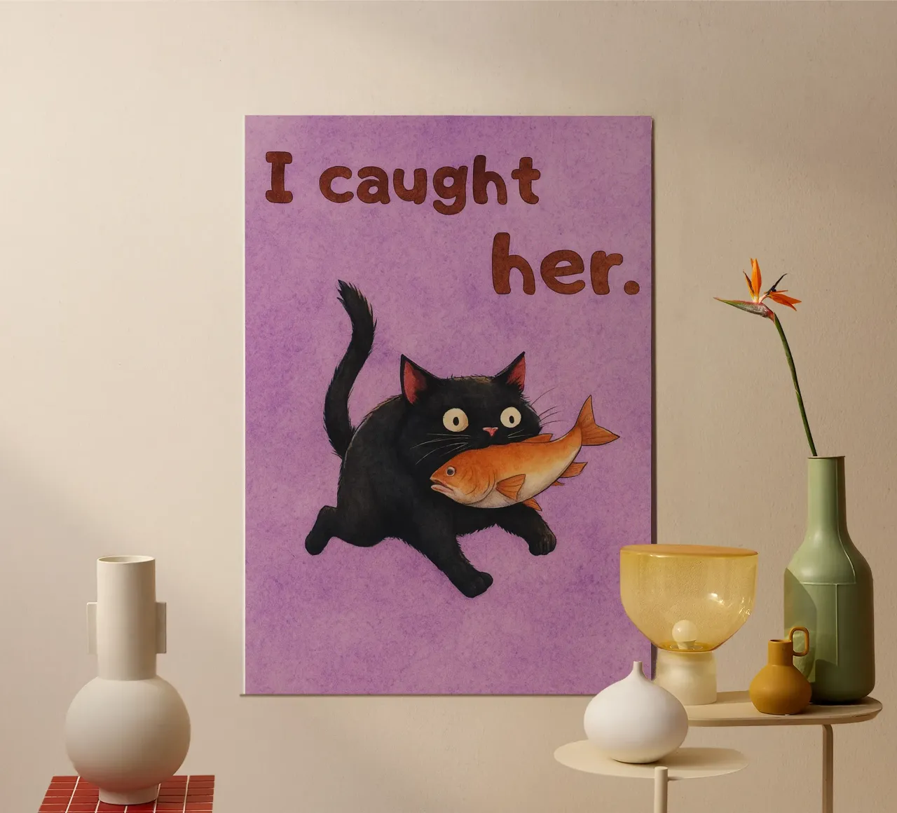 Katze, die ich beim Zeichnen erwischt habe Poster mit Kunststoffrahmen von pasadenan