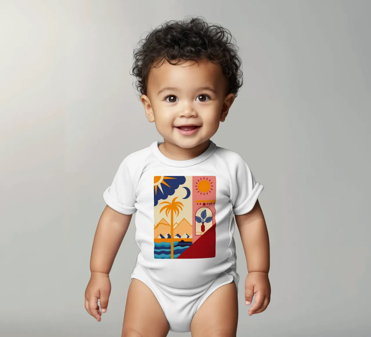 Symbolic Landscape Tapestry short-sleeve baby romper by Thistle Bloom