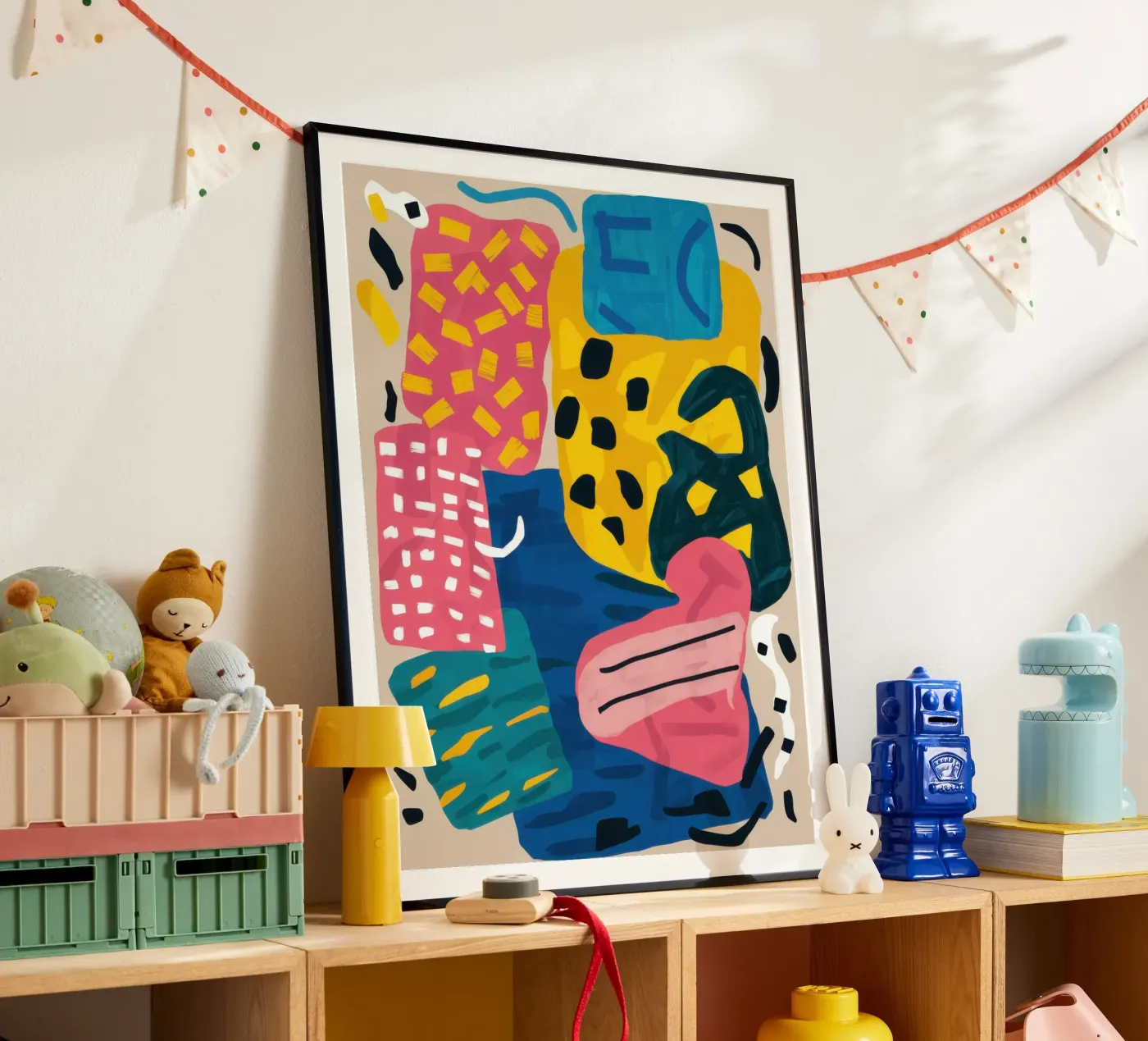 Playful Shape Collage poster by Obs Canvas