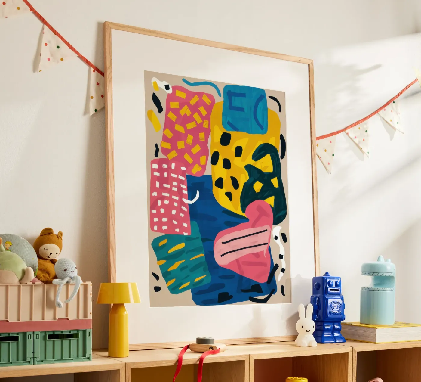 Playful Shape Collage poster by Obs Canvas